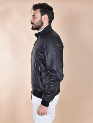 Giubbotto Bully pelle nera biker 565401 BULLY