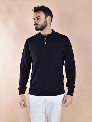 Polo Daniele Fiesoli rasata merino extrafine blu 9044023 DANIELE FIESOLI