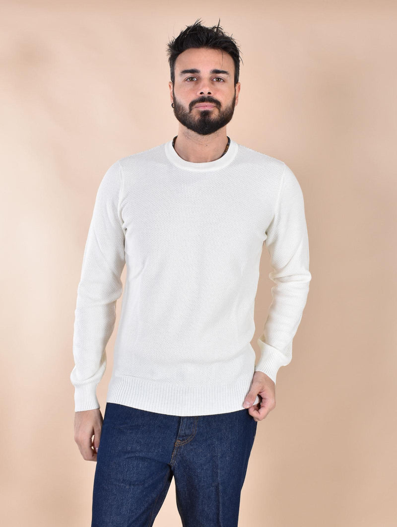 Maglia Gran Sasso girocollo catene bianco panna extrafine merinos 57147 14248005 GRAN SASSO