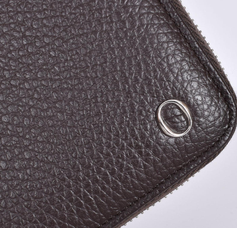 Portafoglio alto Orciani zip around pelle micron ebano 