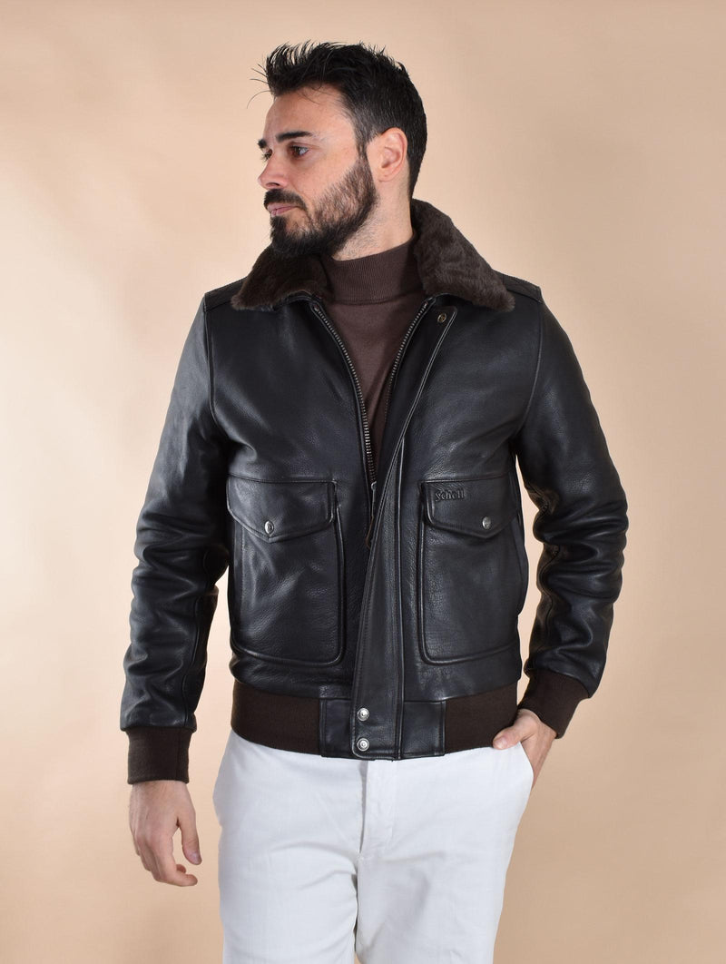 Giubbotto Schott bomber pelle moro pelliccia LC533101 Schott