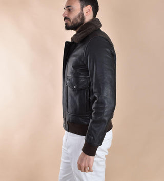 Giubbotto Schott bomber pelle moro pelliccia LC533101 Schott