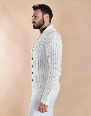 Cardigan Rakki maglione collo sciallato bianco old school soldier SOLDIER01 Rakkì