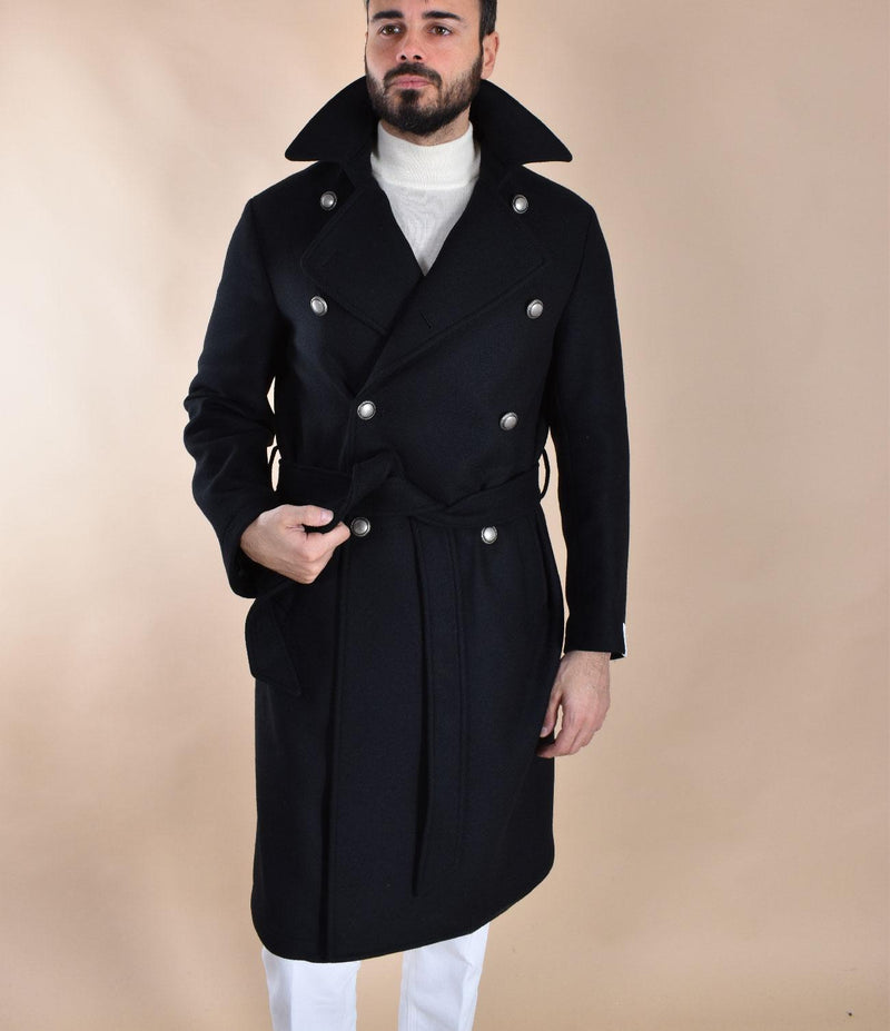 Cappotto Breras doppiopetto cintura lungo Porto nero PORTOCC1169 BRERAS Milano