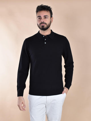 Polo Daniele Fiesoli rasata merino extrafine nera 9044013 DANIELE FIESOLI
