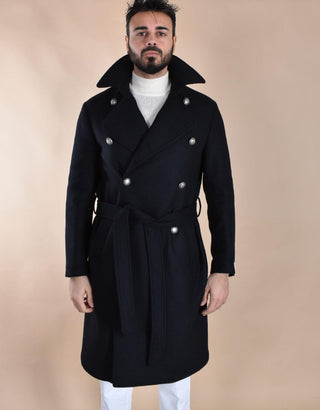 Cappotto Breras doppiopetto cintura lungo Porto nero PORTOCC1169 BRERAS Milano