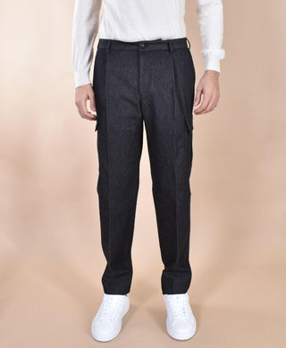 Pantalone jeans Tagliatore nero cargo P-Josh P-JOSH14 TGTN1388 TAGLIATORE