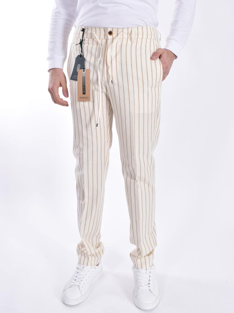 Pantalone Berwich righe ecru spiaggia 