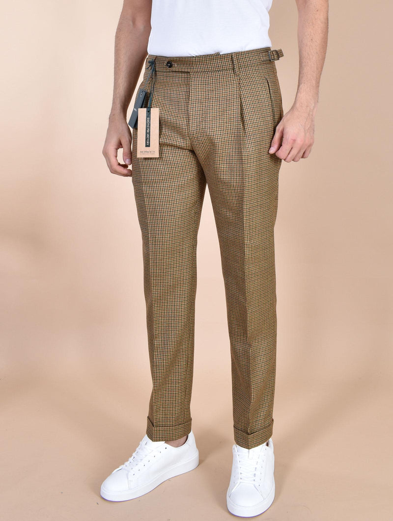 Pantalone Berwich retro pied de poule ocra CA203401 BERWICH