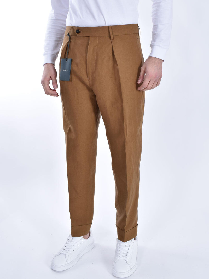 Pantalone Berwich lino tabacco Chiaia 