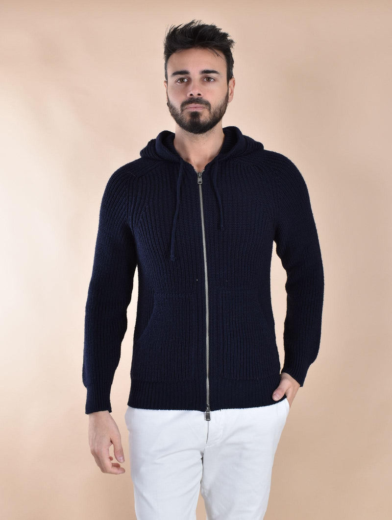Felpa giubbino Circolo 1901 lana blu notte full zip hoodie CN51561265 CIRCOLO 1901
