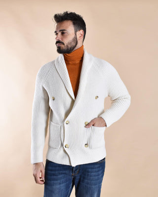 Maglione doppiopetto Gran Sasso Super Geelong bianco 13183 25072001 GRAN SASSO