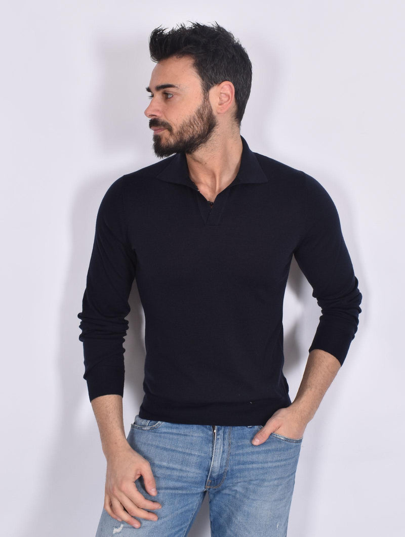 Polo Gran Sasso Suvin manica lunga blu 