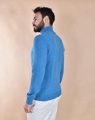 Lupetto Gran Sasso cashmere lana zip blu chiaro 55126 19699566 GRAN SASSO