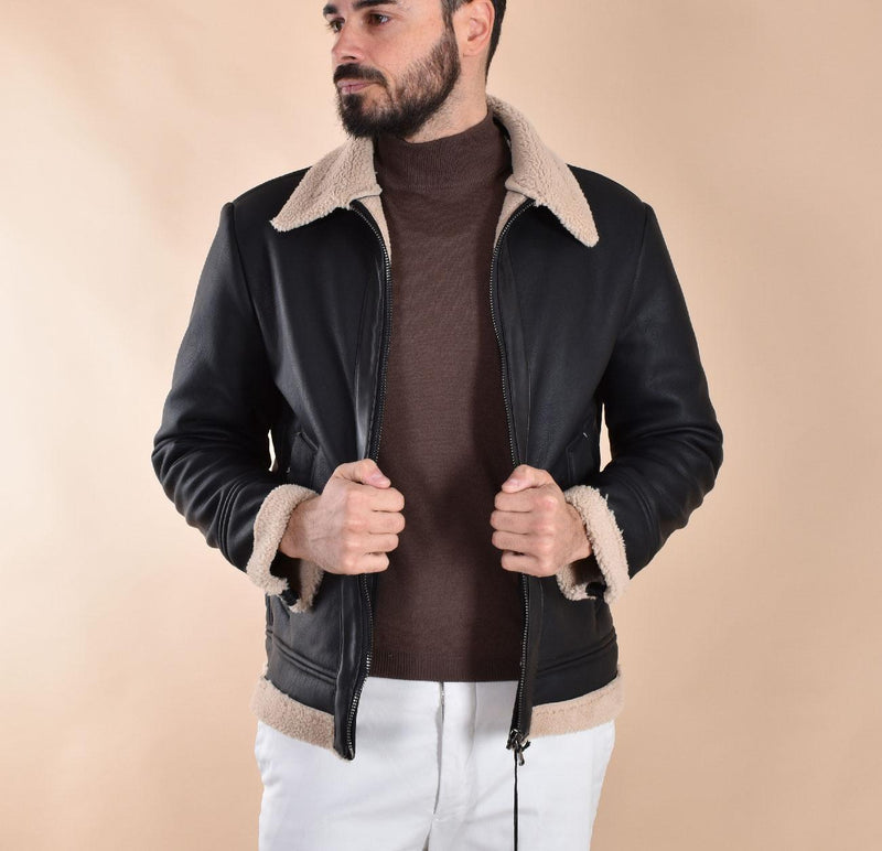 Giubbotto Officina 36 montone eco shearling nero 768801 OFFICINA 36