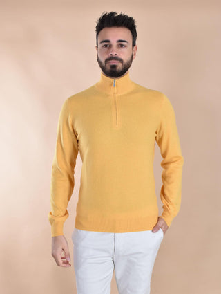 Maglia Lupetto Gran Sasso cashmere lana zip ocra 55126 19699319 GRAN SASSO