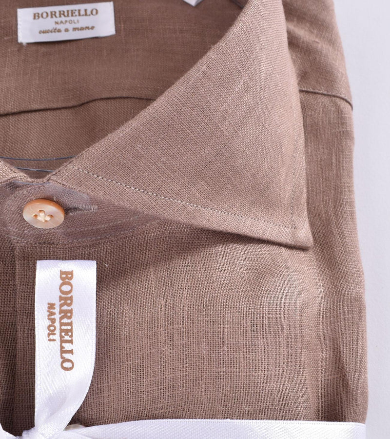 Camicia Borriello lino fango 