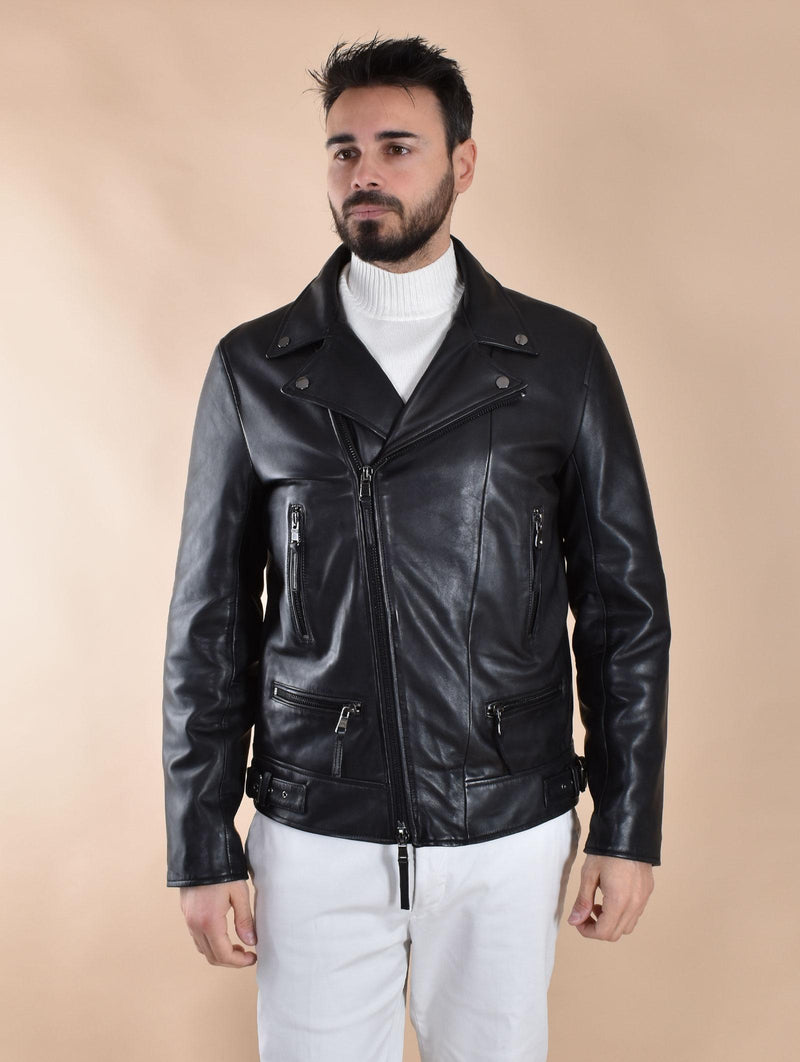 Giubbotto chiodo pelle Bully nero 558201 BULLY