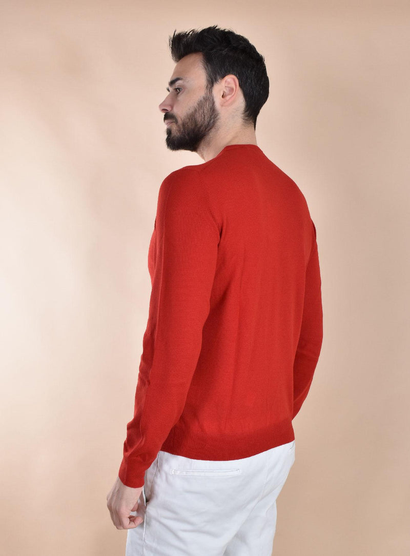 Maglia Gran Sasso extrafine merinos rosso girocollo sottile 57167 14499241 GRAN SASSO