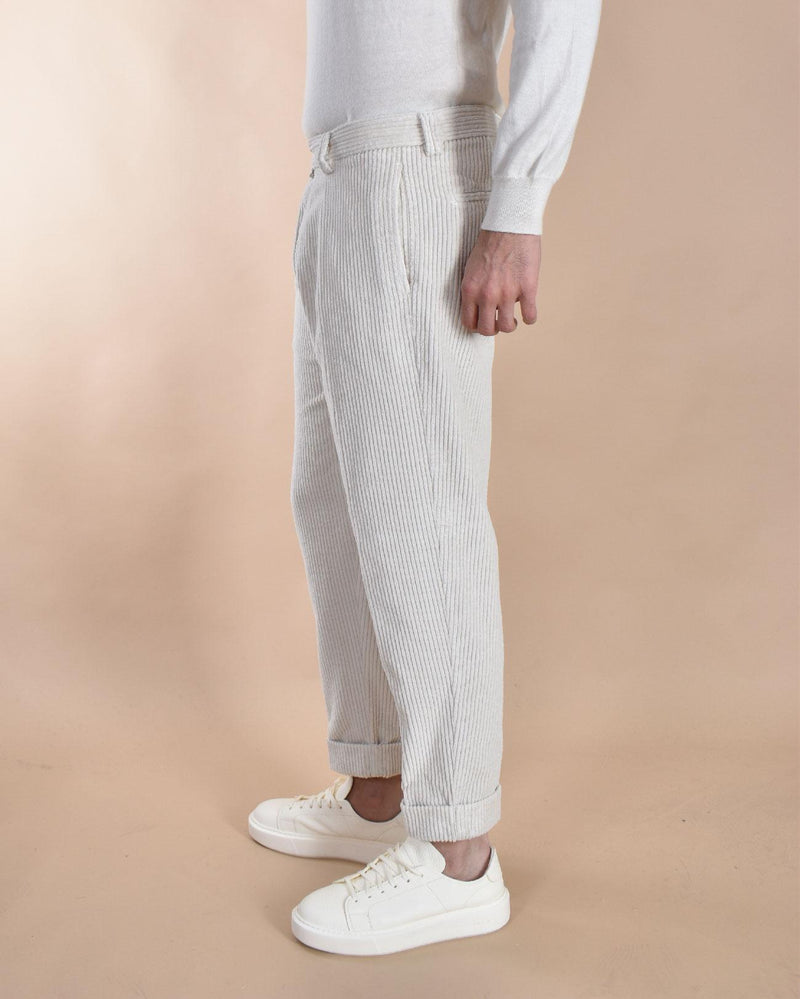 Pantalone Berwich velluto coste larghe bianco latte chiaia-gd DV0001802 BERWICH