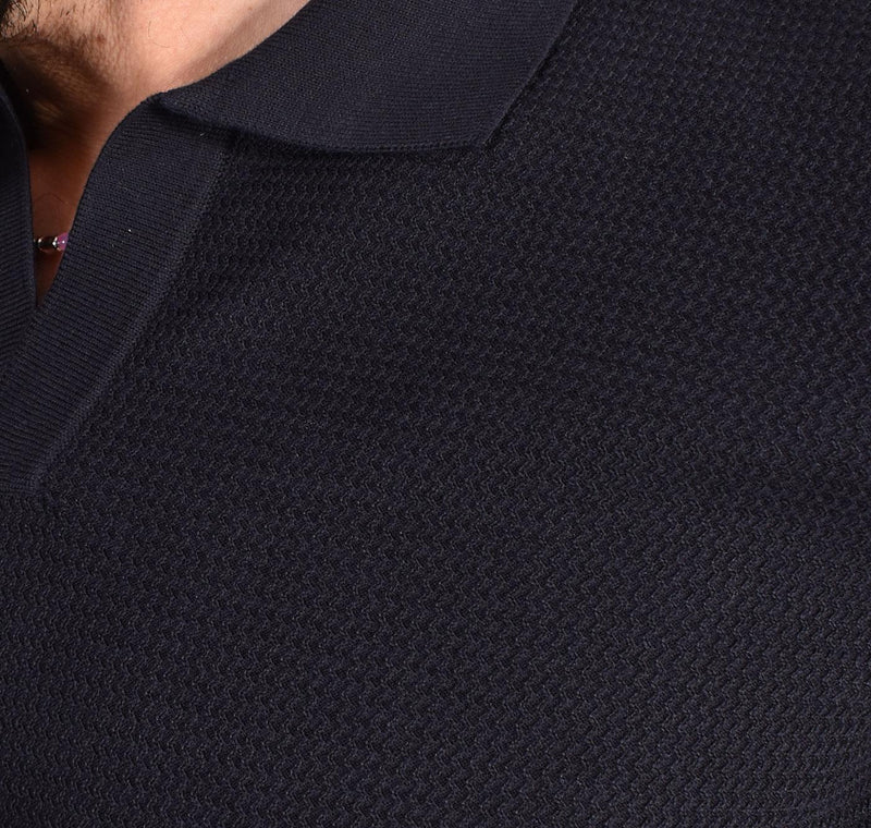 Polo Gran Sasso seta cotone blu 