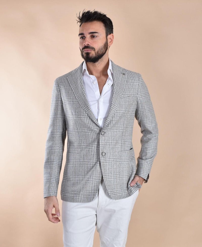 Giacca Tagliatore principe galles grigio perla lana seta cashmere 1SMC22K 440055P1291 TAGLIATORE