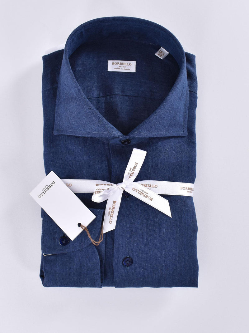 Camicia Borriello lino blu avion 