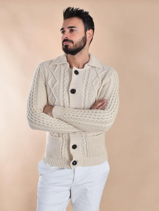 Cardigan polo Rakki Crown Steve McQueen avorio CROWN POLO01 Rakkì