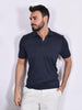 Polo Gran Sasso scollo V lino blu