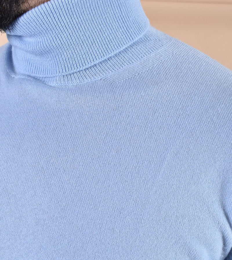 Maglia Della Ciana dolcevita cashmere lana celeste 1802001 Della Ciana