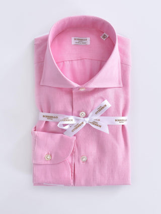 Camicia Borriello lino rosa marechiaro cucita a mano 2005315 BORRIELLO