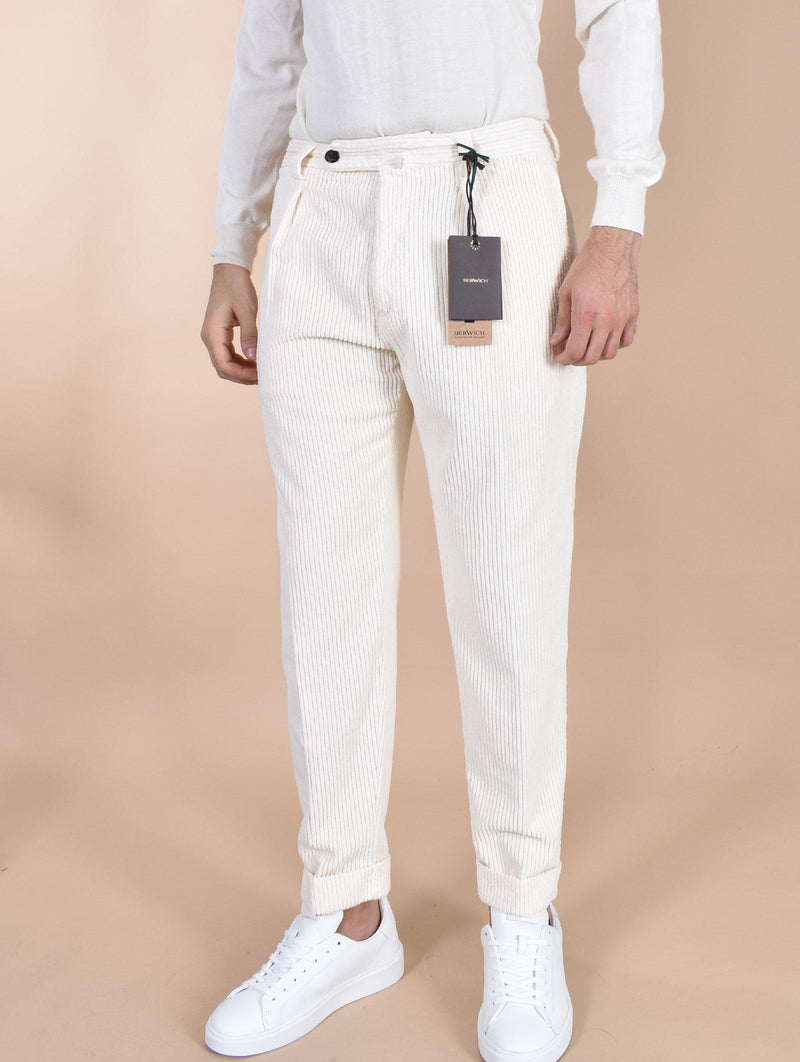 Pantalone Berwich velluto coste larghe ecru bianco chiaia-gd DV0001275 BERWICH