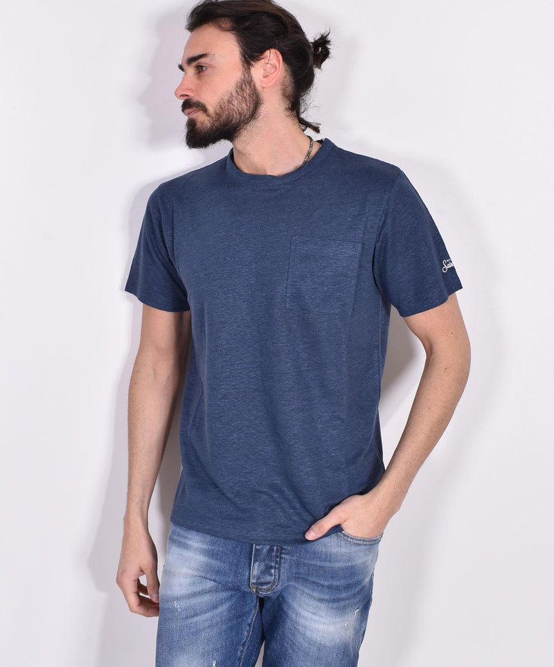 T-shirt Mc2 Saint Barth lino blu taschino Ecstasea 