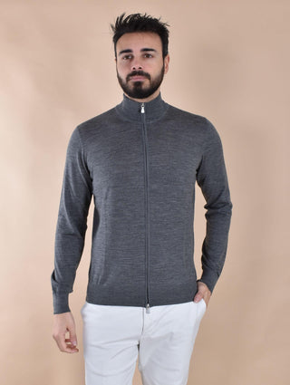 Cardigan zip Gran Sasso collo alto Super Tasmania grigio 45144 14790083 GRAN SASSO