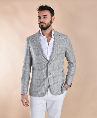 Giacca Tagliatore principe galles grigio perla lana seta cashmere 1SMC22K 440055P1291 TAGLIATORE