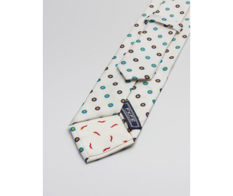 Cravatta Fefe seta bianca fiori VARIE2 FEFE