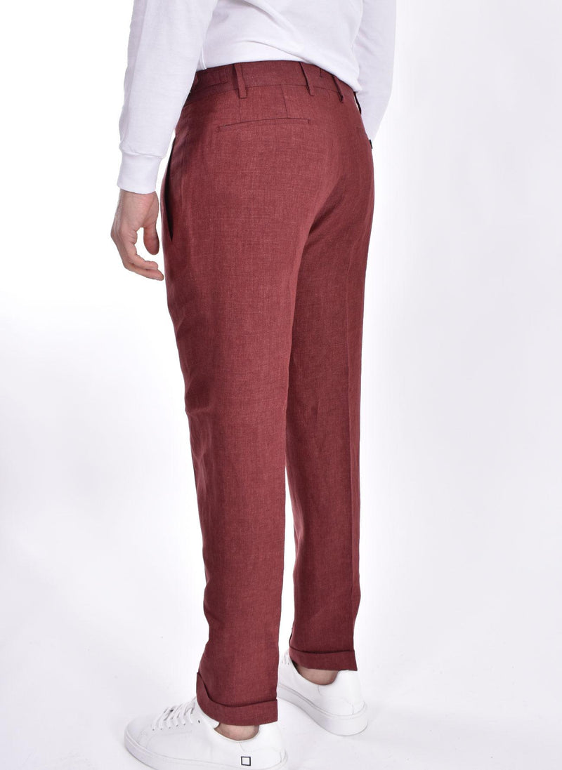 Pantalone Berwich lino bordeaux 