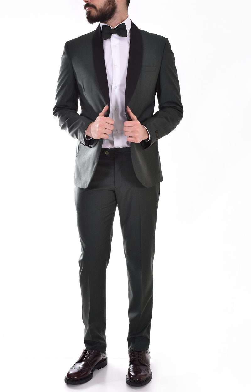 Abito Marcel Morel smoking verde sciallato 01 