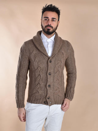 Cardigan Gran Sasso maglione nocciola collo scialle 10189 19107130 GRAN SASSO
