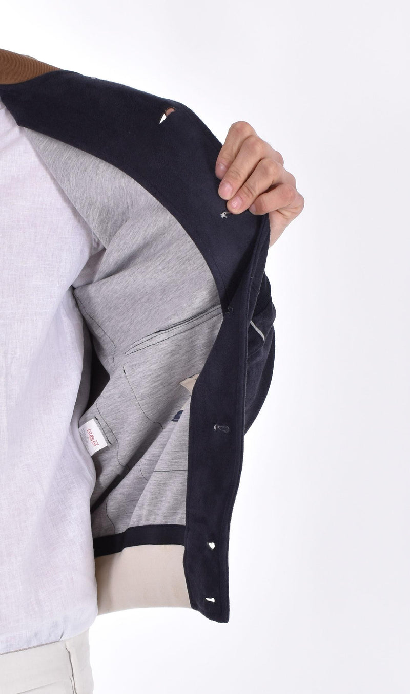 Giubbino BoB bomber blu scamosciato ONE 