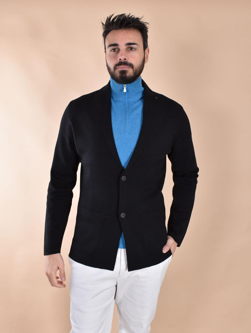 Giacca maglia Gran Sasso merinos extrafine nero 