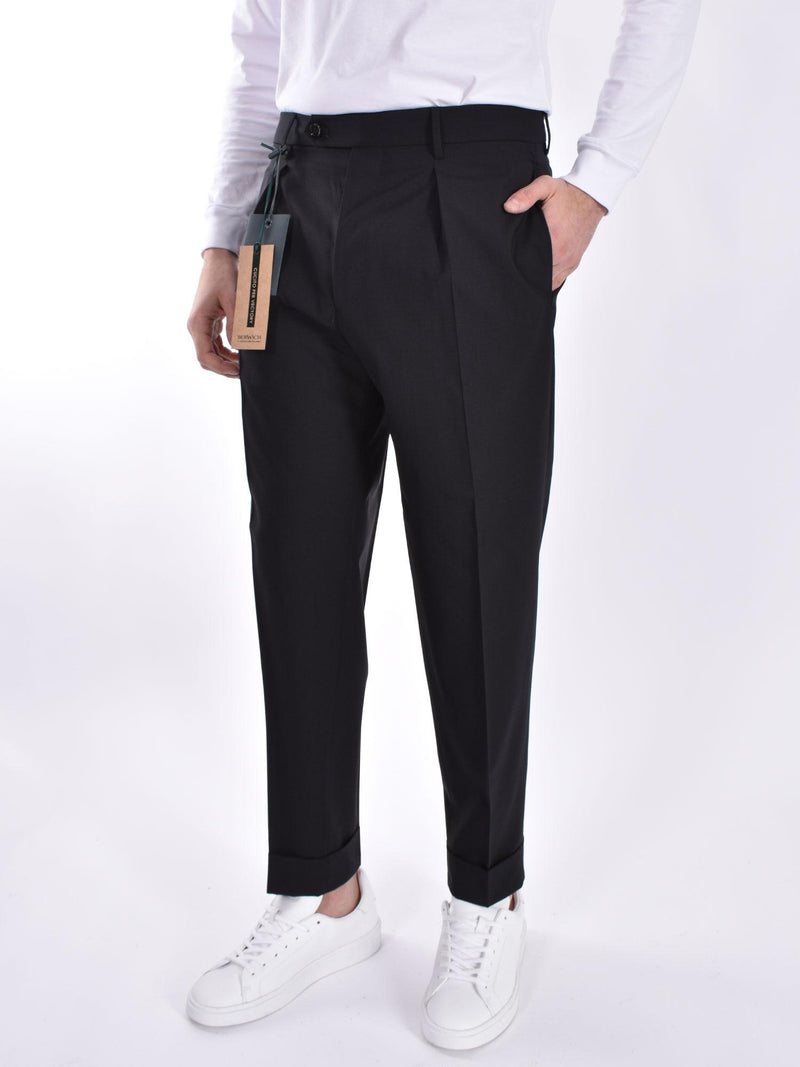 Pantalone Berwich Chiaia lana vergine nero 