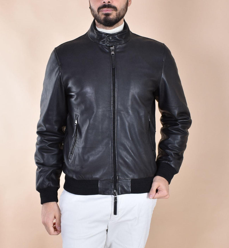 Giubbotto Bully pelle nera biker 565401 BULLY