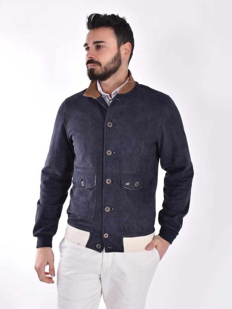Giubbino BoB bomber blu scamosciato ONE 