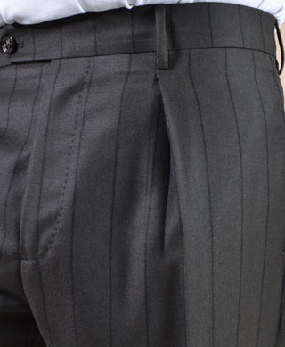 Pantalone Berwich gessato chiaia verde risvolti corto AN127702 BERWICH