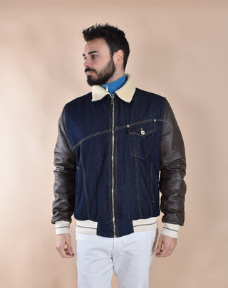 Bomber Giubbotto Yes London jeans pelle XG524701 YES LONDON