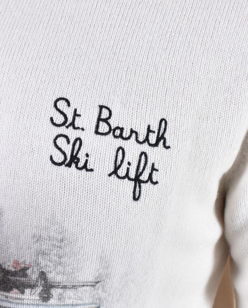 Maglia Mc2 Saint Barth bianca Heron print ski lift 0159410 MC2 SAINT BARTH