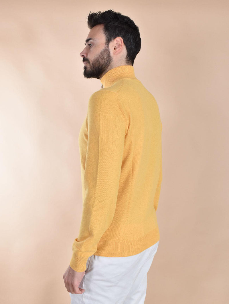 Maglia Lupetto Gran Sasso cashmere lana zip ocra 55126 19699319 GRAN SASSO