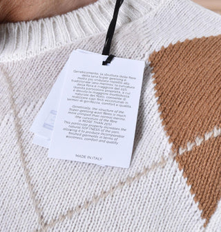 Maglia Gran Sasso super geelong rombi bianca marrone 13111 25068001 GRAN SASSO