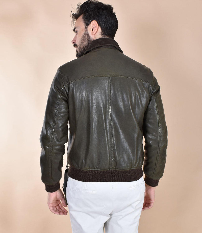 Giubbotto Jack Leathers bomber pelle Ottaviano verde OTTAVIANOF09 THE JACK LEATHERS